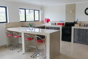 Luxury House, 4 Bedrooms | Private kitchen | Fridge, microwave, stovetop, coffee/tea maker