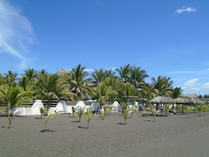 Private beach, black sand, free beach cabanas, sun-loungers - Marbella Eco Lodge (Taxisco)