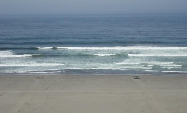 On the beach, beach umbrellas
