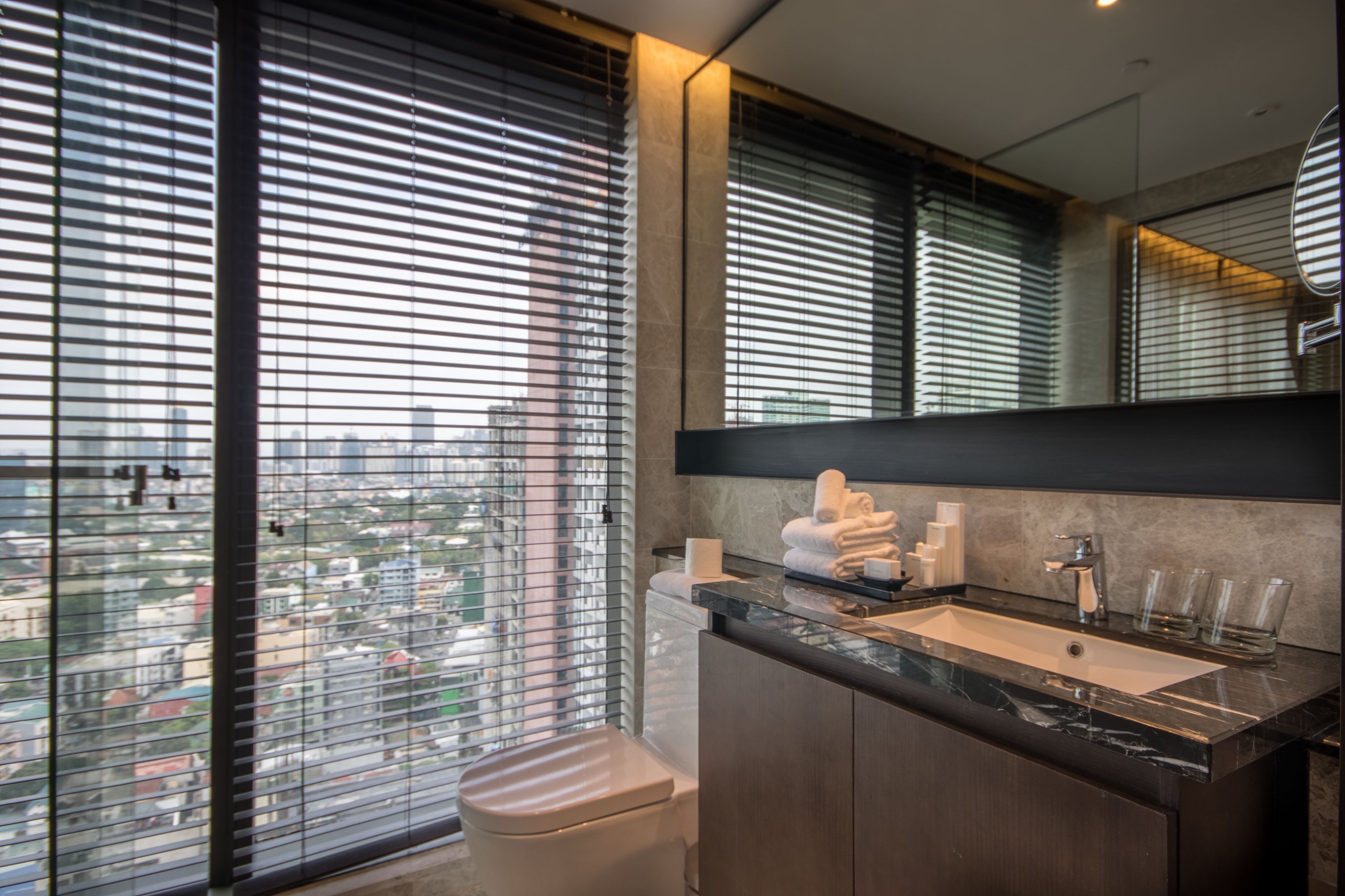 shower, designer toiletries, hair dryer, bathrobes