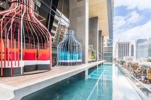 Outdoor pool, sun loungers