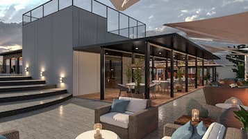 Frokost, lunsj og middag serveres, internasjonale retter