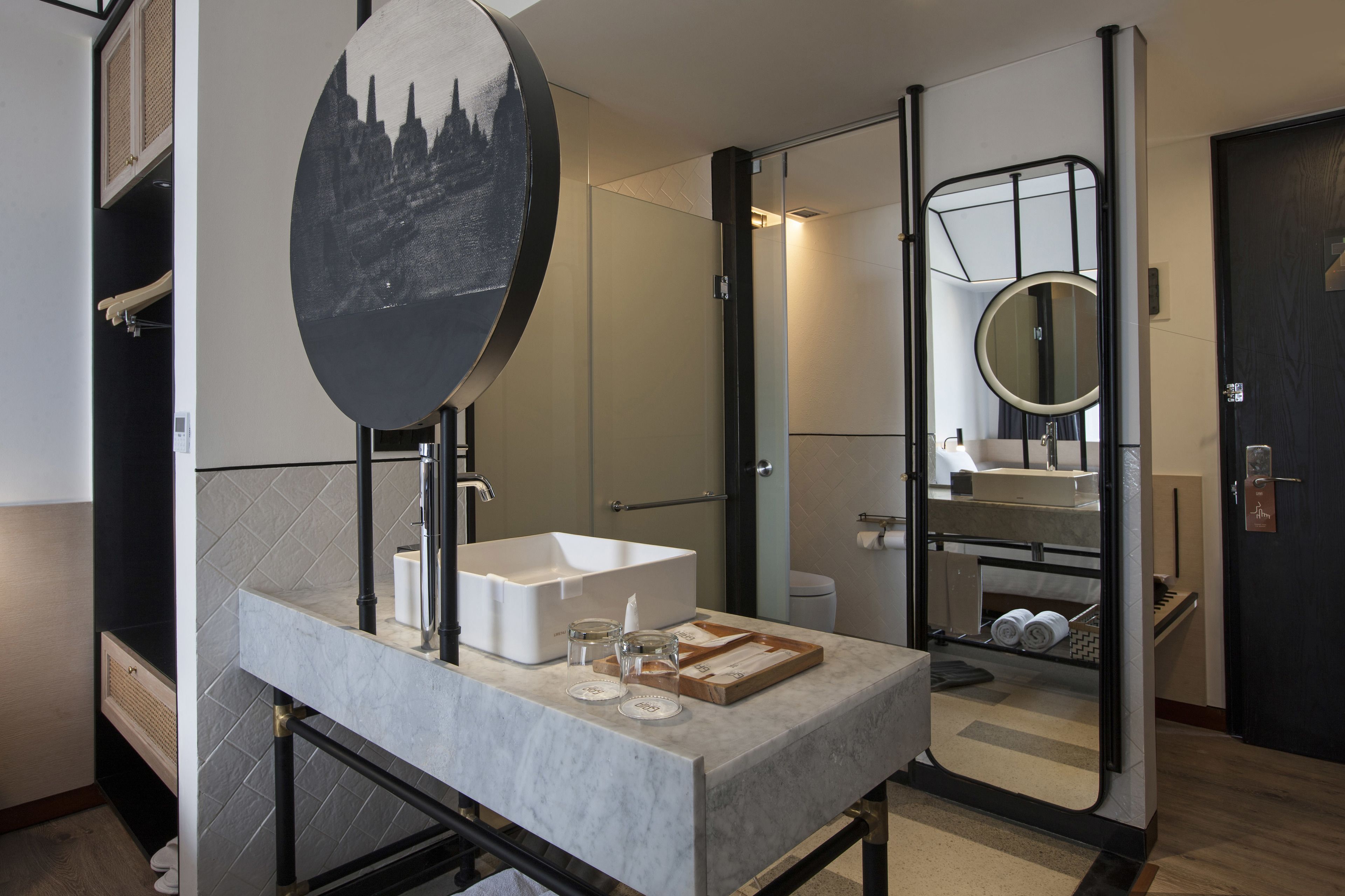 free toiletries, hair dryer, slippers, towels