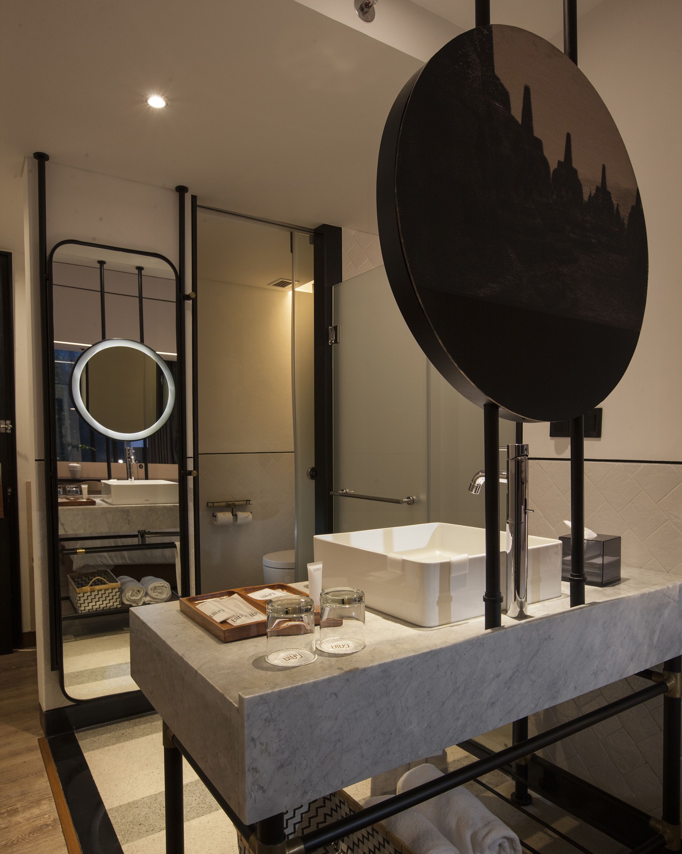 free toiletries, hair dryer, slippers, towels