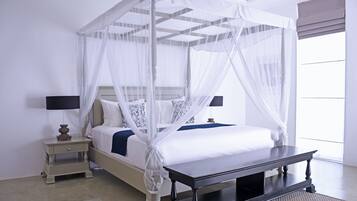 5 bedrooms, premium bedding, in-room safe, individually decorated