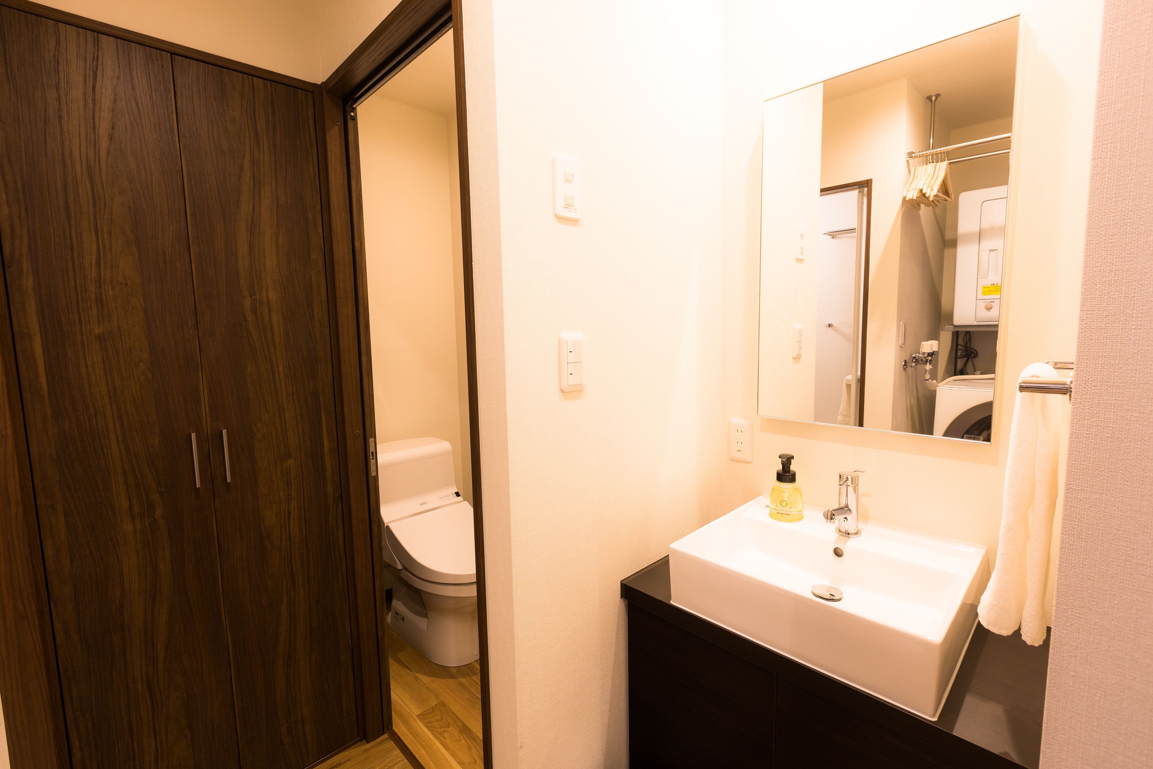 one bedroom | bathroom | free toiletries, hair dryer, electronic bidet, towels