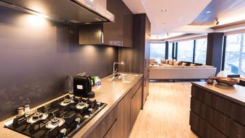 Fridge, microwave, stovetop, dishwasher