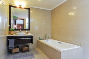 Villa, 2 Bedrooms, Private Pool | Bathroom | Separate tub and shower, deep soaking tub, rainfall showerhead