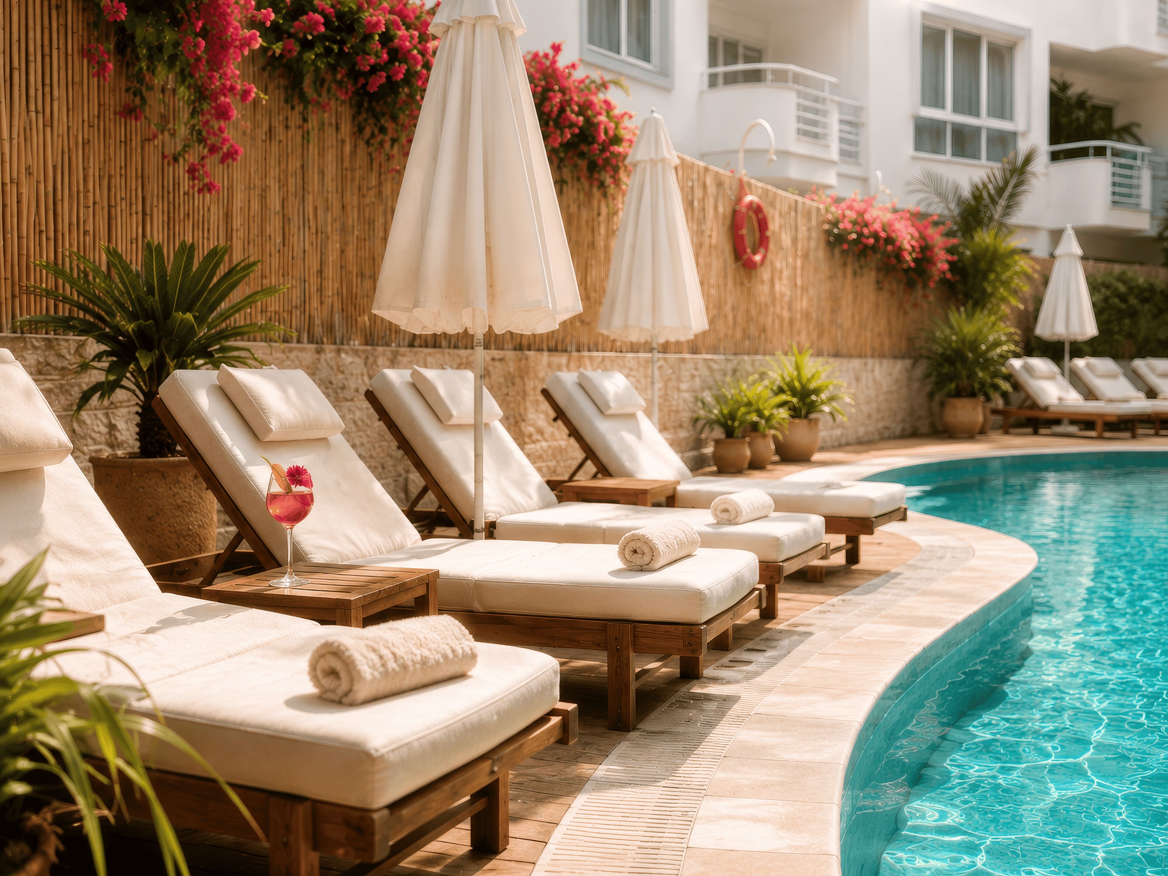 Una piscina al aire libre (de 08:30 a 19:30), sombrillas, tumbonas