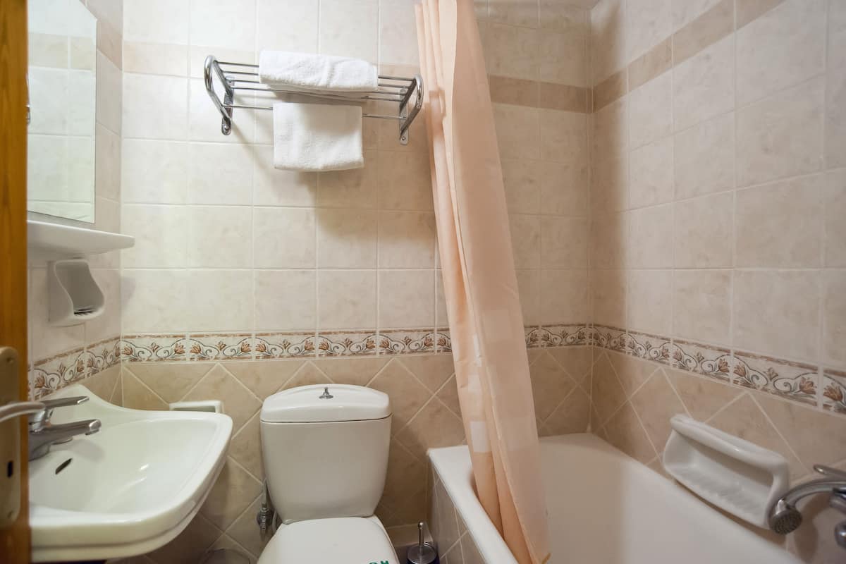 free toiletries, hair dryer, towels