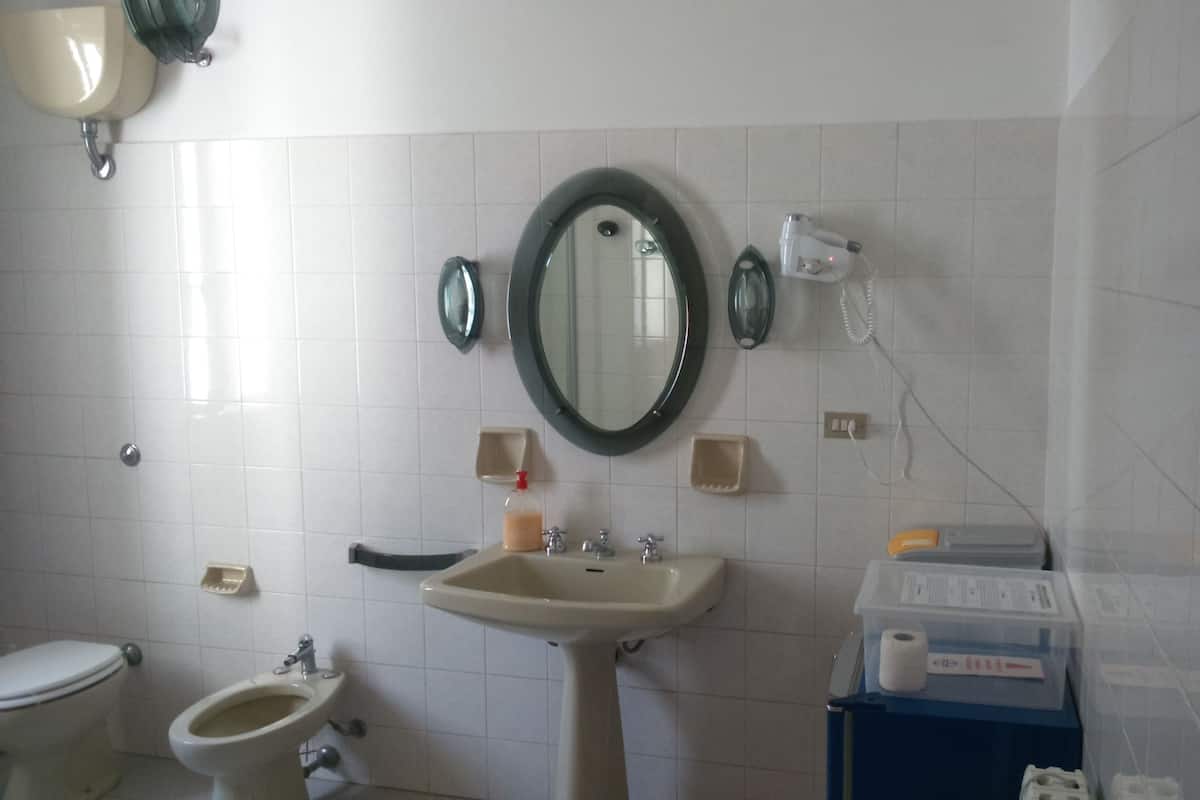 Single Room, Shared Bathroom (External) | Bathroom | Shower, hair dryer (on request), bidet