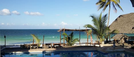 Outdoor pool, sun loungers