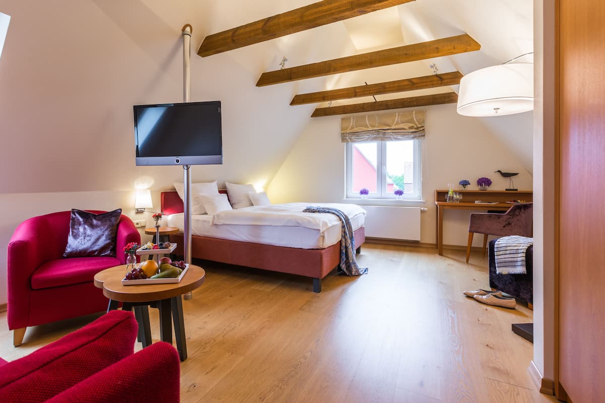 1 slaapkamer, luxe beddengoed, een minibar met enkele gratis items