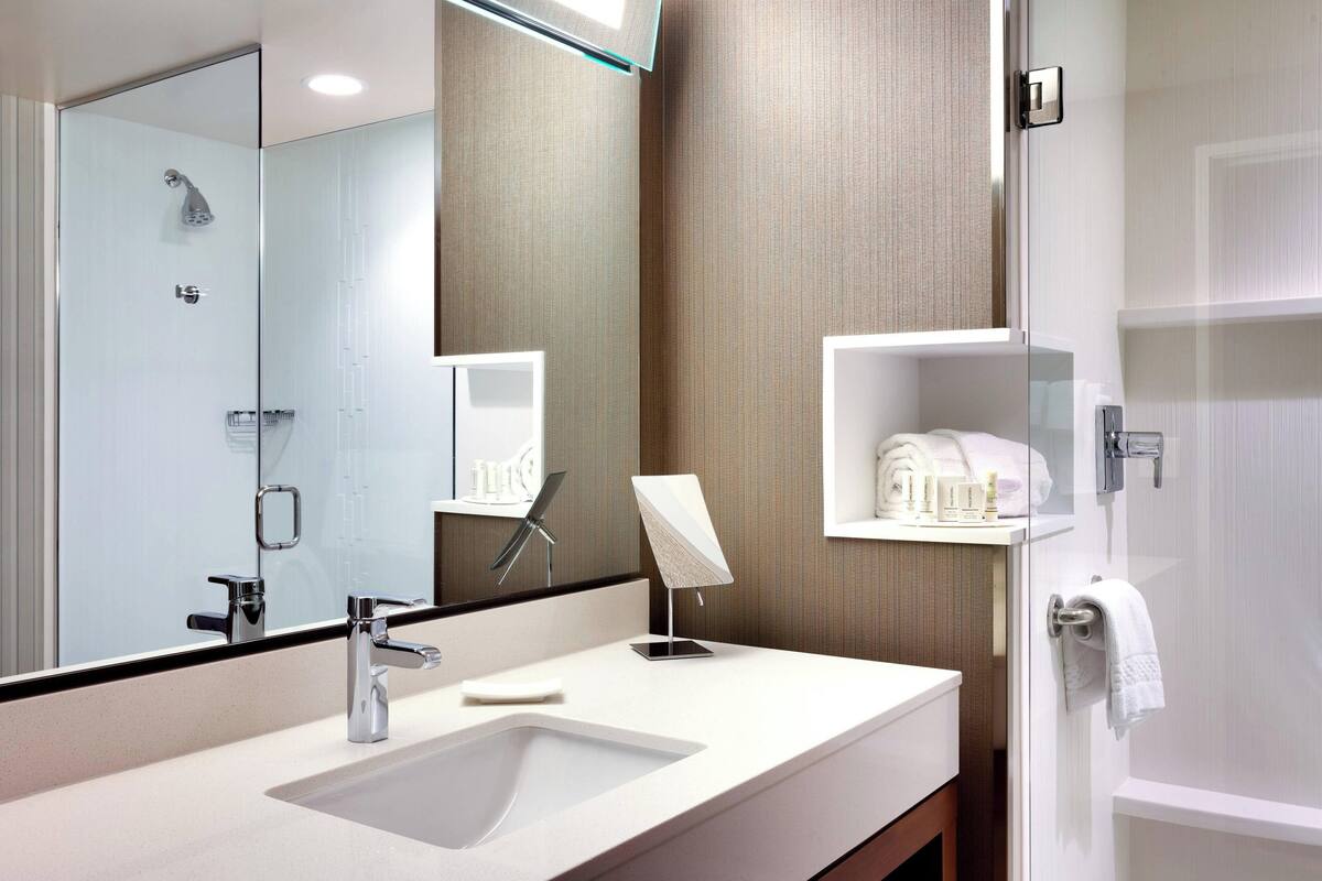 free toiletries, hair dryer, towels, soap