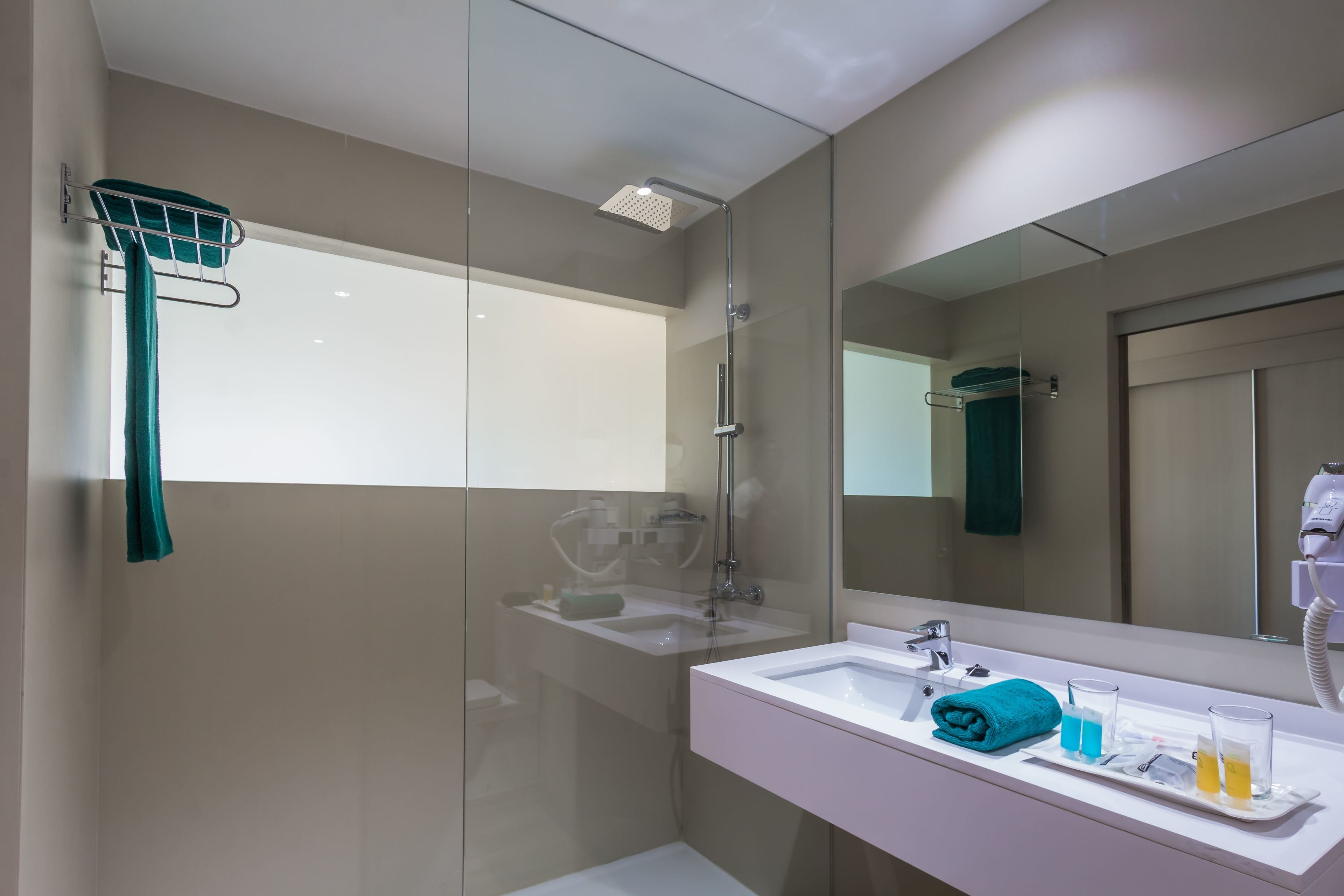 free toiletries, hair dryer, towels, soap