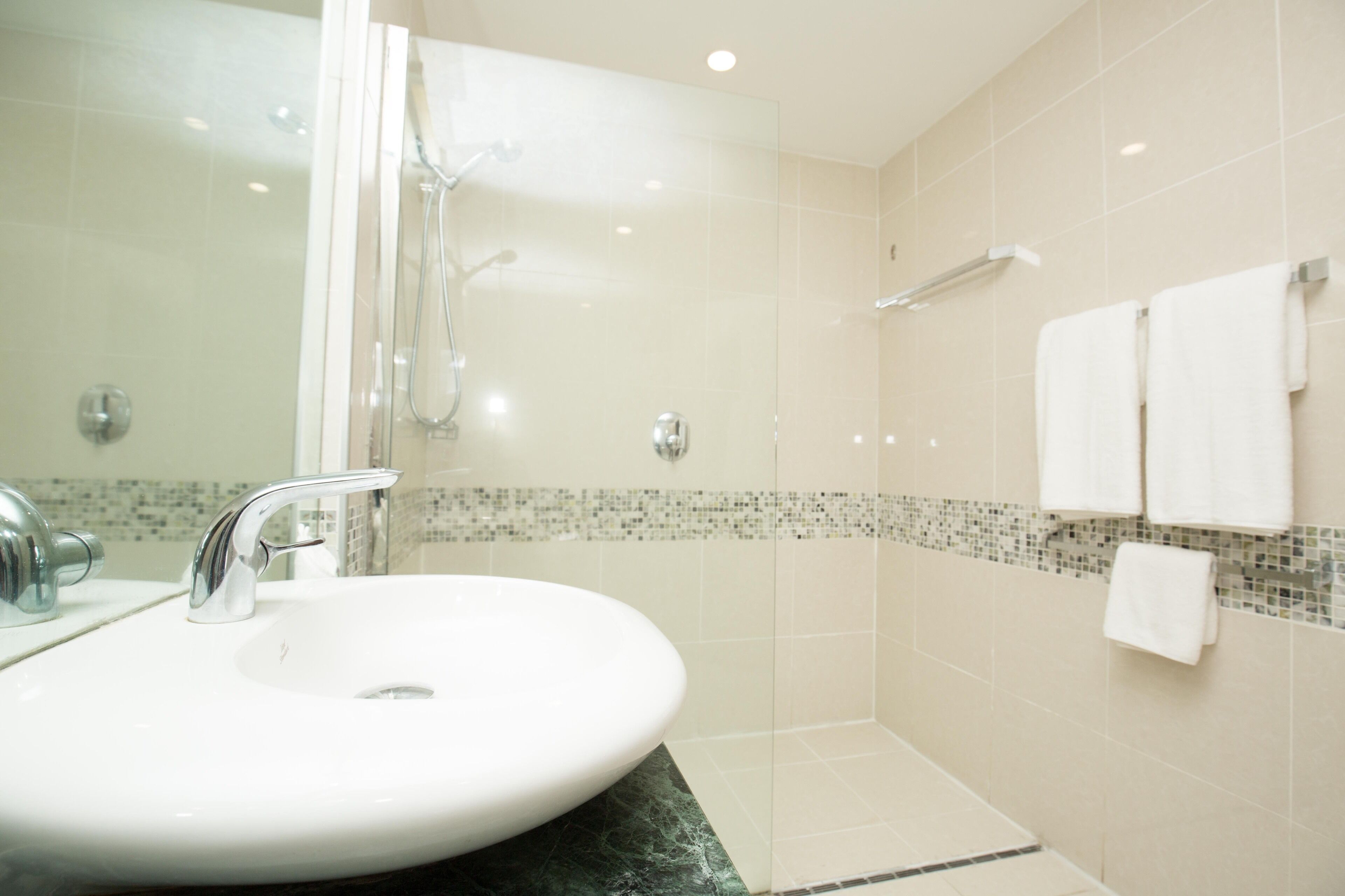 shower, free toiletries, hair dryer, slippers