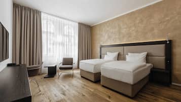 Deluxe-herbergi | Rúmföt af bestu gerð, rúm með Select Comfort dýnum, míníbar