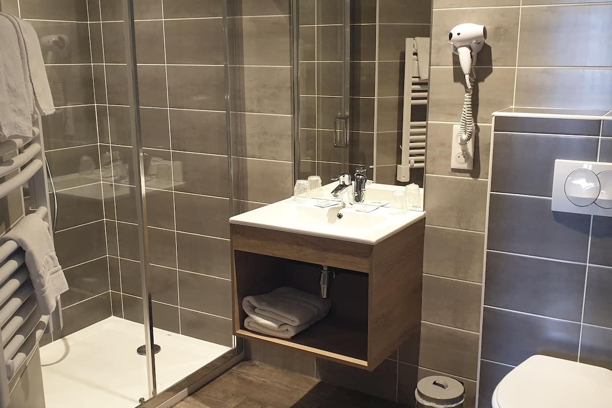 free toiletries, hair dryer, towels