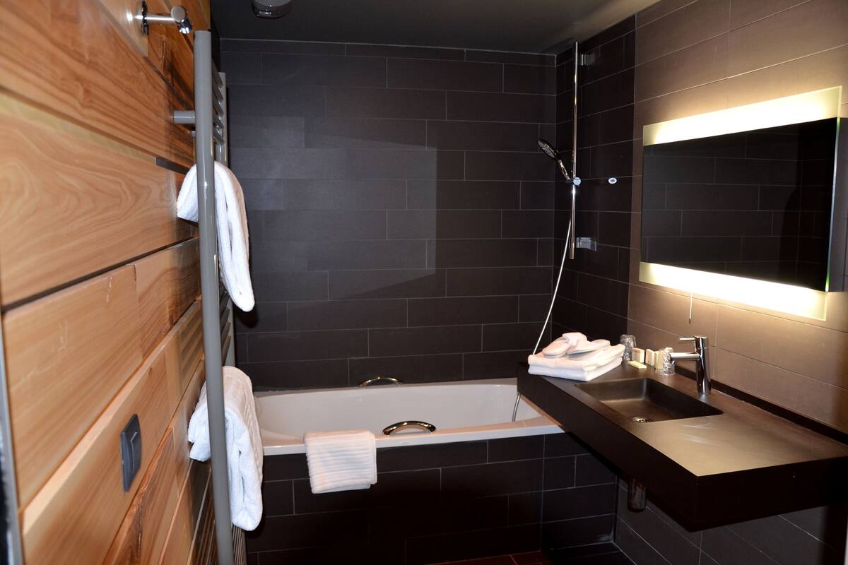 free toiletries, hair dryer, towels