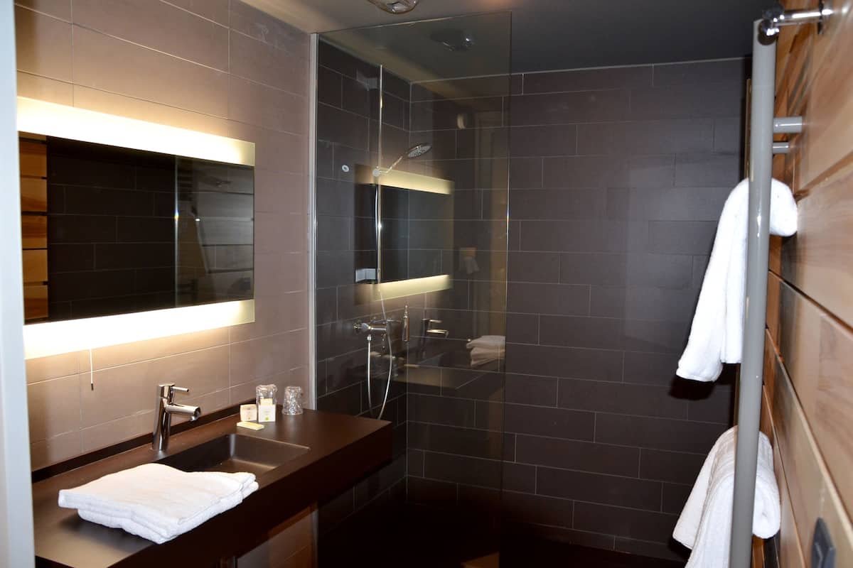 free toiletries, hair dryer, towels