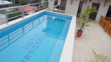 Outdoor pool, sun loungers