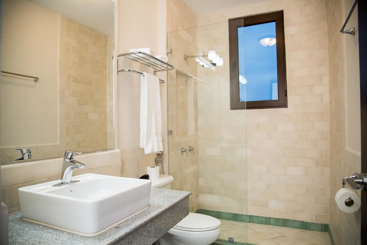 deluxe sgl balcon | bathroom | shower, free toiletries, towels