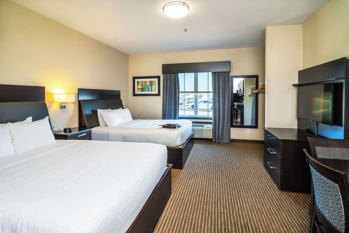 room, 2 queen beds, non smoking (efficiency) | desk, laptop workspace, blackout curtains, iron/ironing board