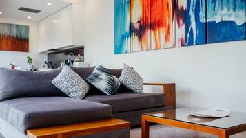 Villa, 1 Bedroom, Private Pool | Living area | 65-inch flat-screen TV with cable channels, Smart TV