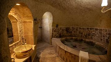 Deluxe Double Room | Bathroom | Separate tub and shower, deep soaking tub, rainfall showerhead