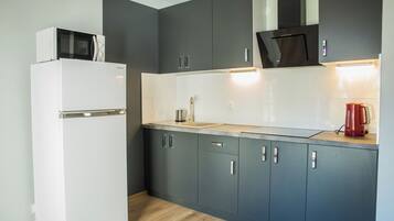 Apartment, 1 Bedroom | Private kitchen | Fridge, microwave, coffee/tea maker, electric kettle