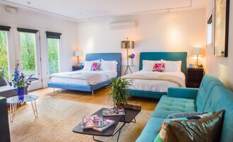 Garden Suite, Wheelchair Accessible, Ground Floor, 2 Queen Beds, Non-Smoking | Premium bedding, minibar, iron/ironing board, bed sheets