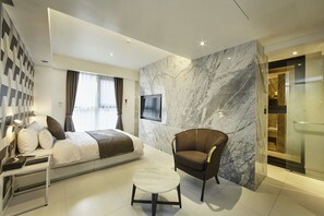 Premium bedding, down comforters, desk, blackout drapes