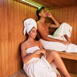 Sauna, hot tub, body treatments, hot stone massages, body wraps