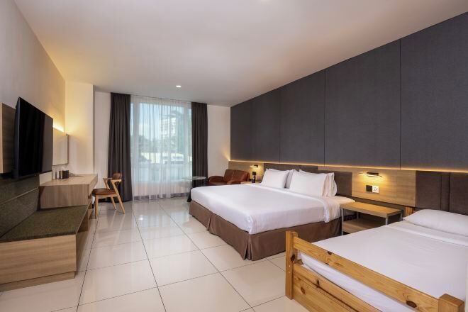 In-room safe, desk, laptop workspace, blackout curtains