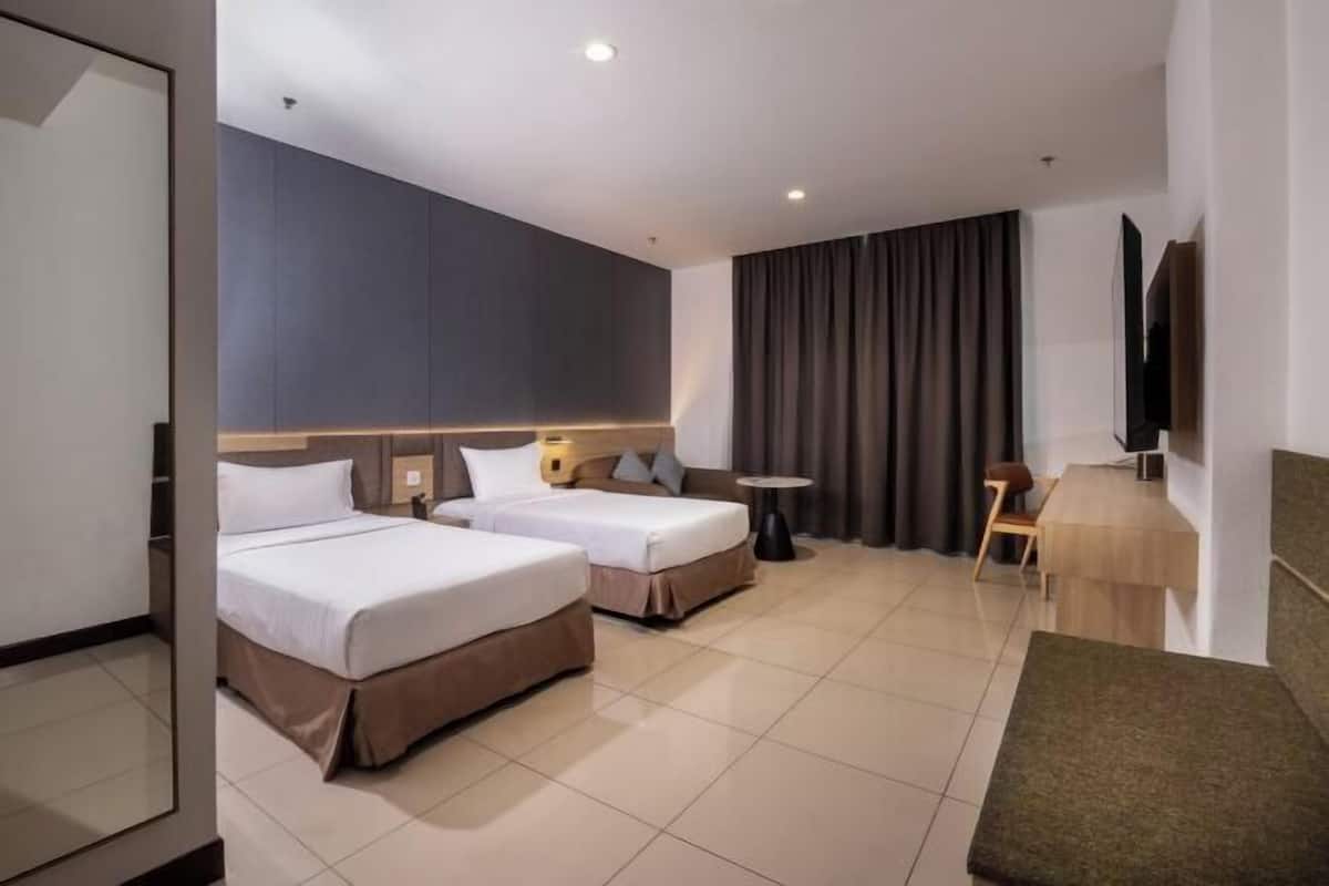 In-room safe, desk, laptop workspace, blackout drapes