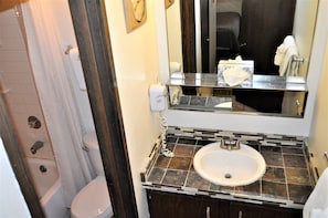 Tina con regadera, amenidades de baño gratuitas, secadora de cabello