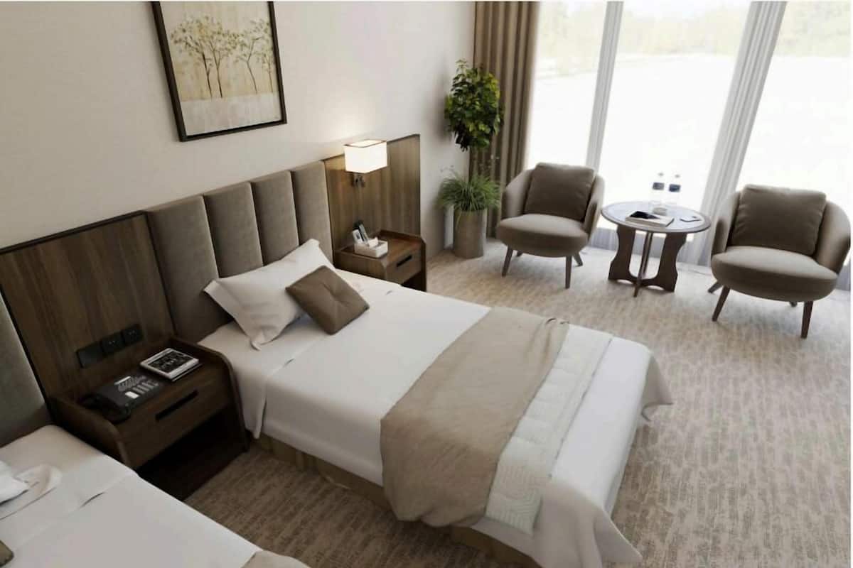 ห้องดีลักซ์ดับเบิล, วิวภูเขา | ห้องน้ำ | ของใช้ในห้องน้ำฟรี, ไดร์เป่าผม, เสื้อคลุมอาบน้ำ, รองเท้าสวมภายในห้อง