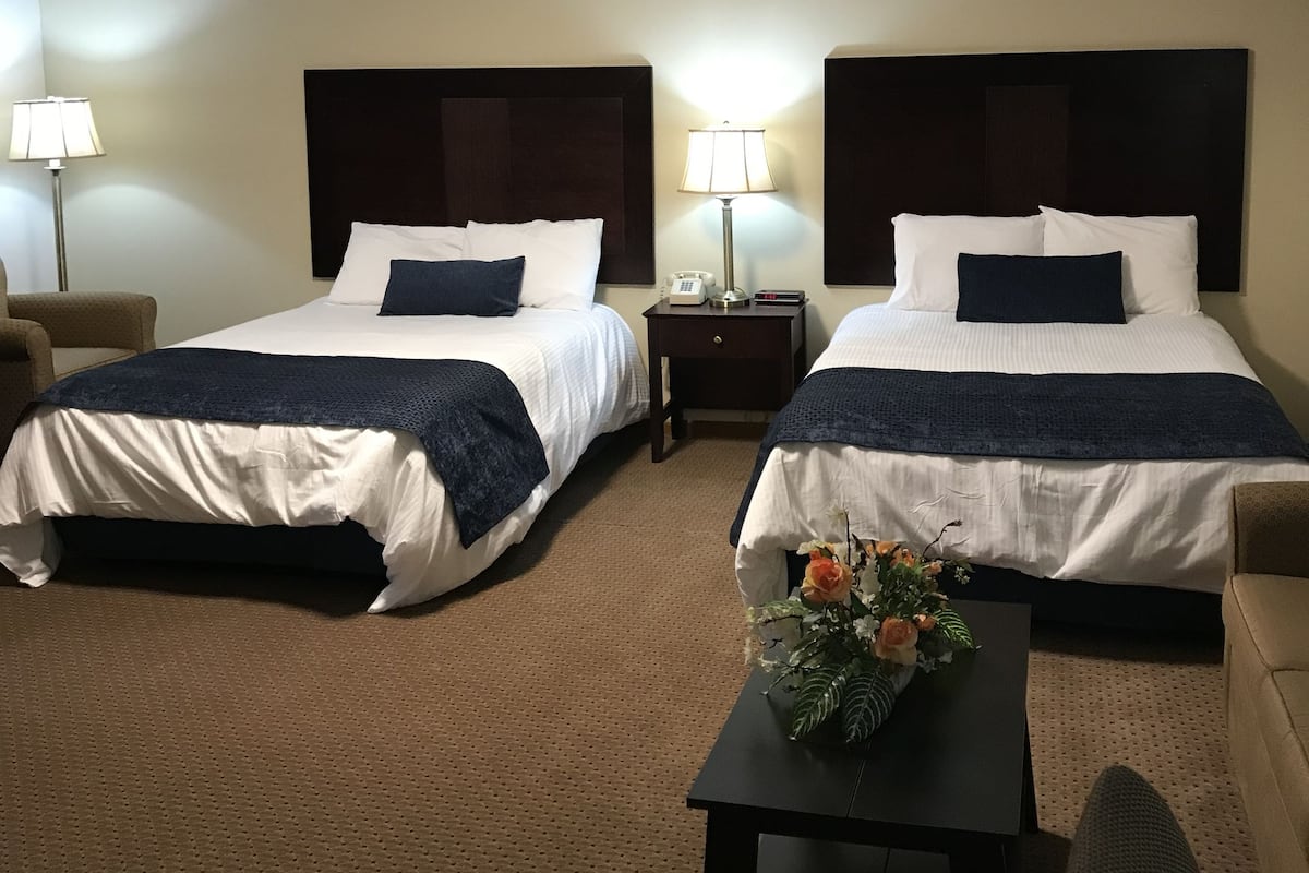 Standard Double Room, 2 Double Beds, Refrigerator & Microwave | Desk, WiFi (free), bed sheets
