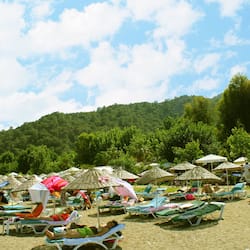 Private beach, sun-loungers, beach umbrellas, motor boating