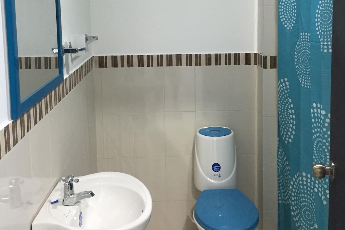 Chambre triple | Salle de bain | Douche, séchoir à cheveux, serviettes fournies