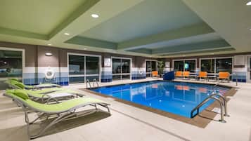 Indoor pool, open 10 AM to 10 PM, sun loungers