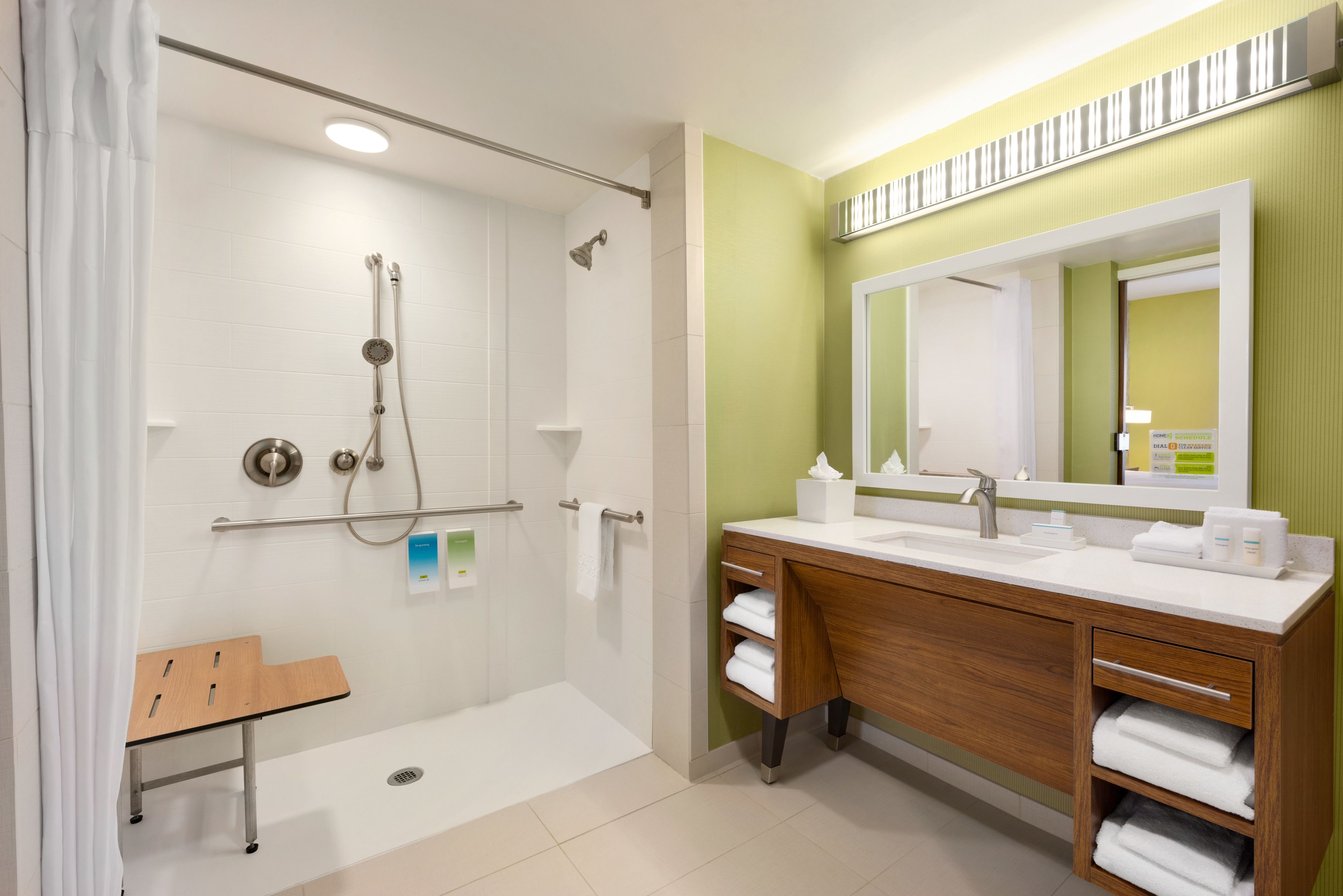 studio, 1 king bed, accessible (roll-in shower) | bathroom | free toiletries, hair dryer, towels, soap