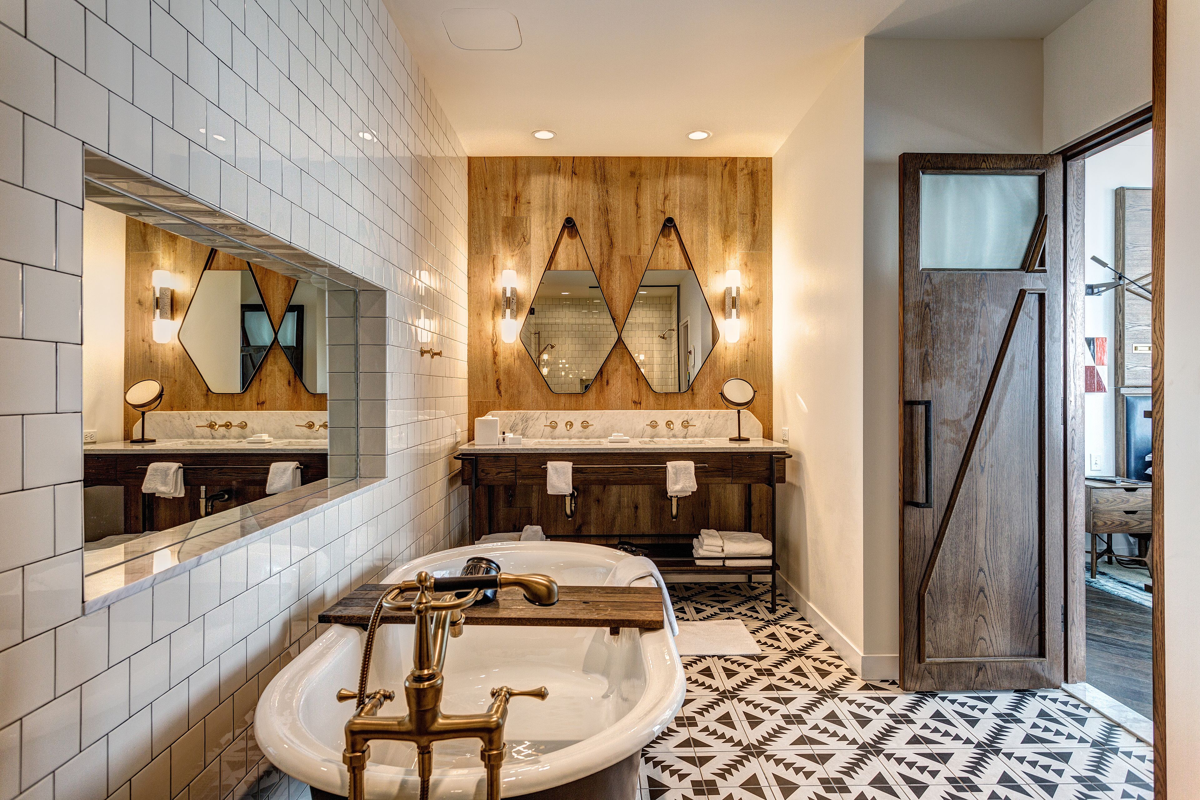 designer toiletries, hair dryer, bathrobes, slippers