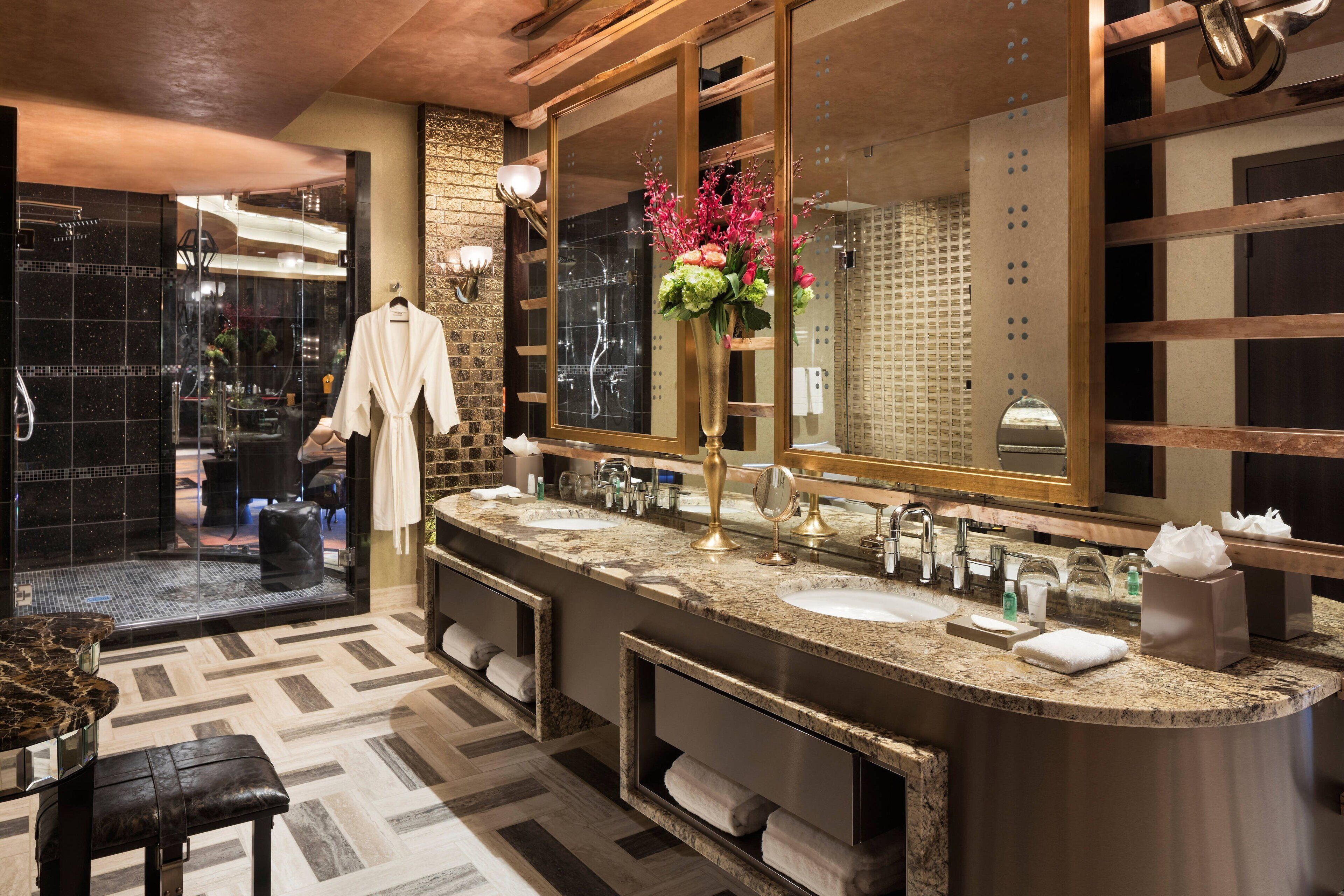 free toiletries, hair dryer, bathrobes, towels