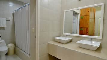 Shower, towels, soap, shampoo