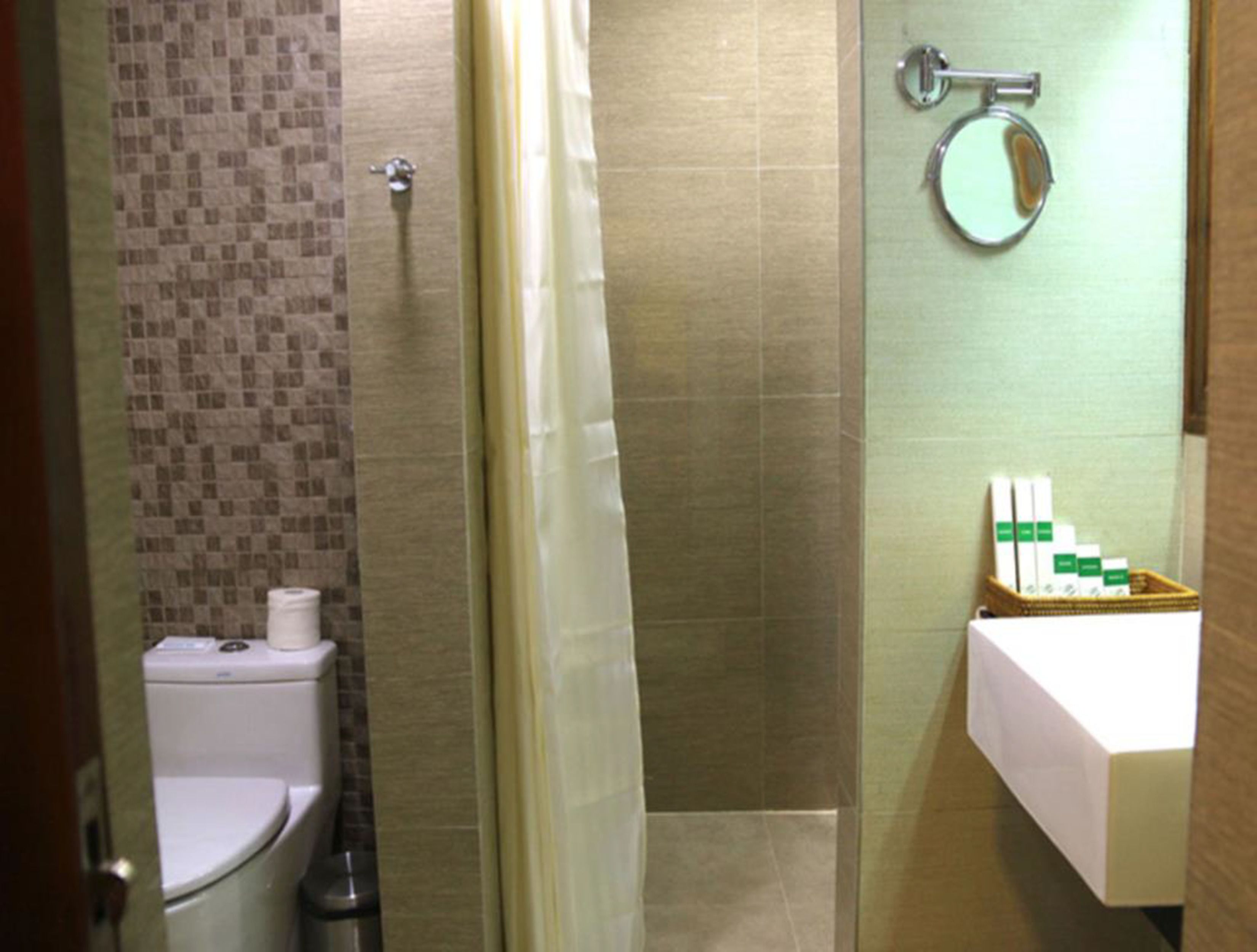 free toiletries, hair dryer, slippers, towels