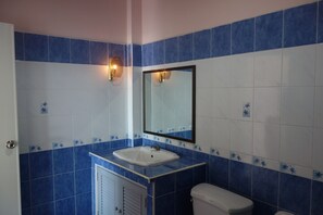 Apartemen Basic | Kamar mandi | Shower, pengering rambut, handuk, dan tisu toilet