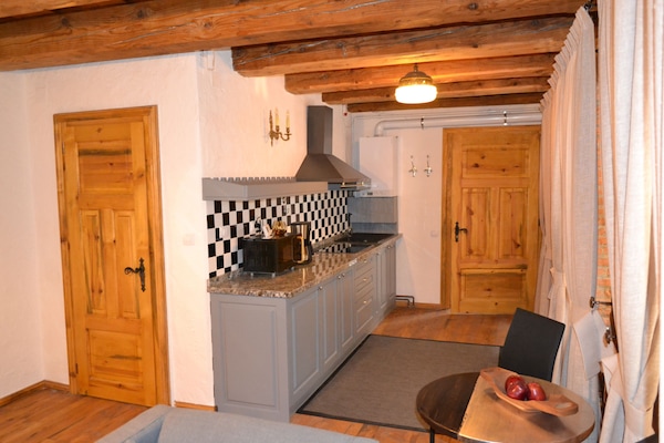 Appartement, 1 slaapkamer | Privékitchenette | Een koelkast, een magnetron, een oven, een kookplaat