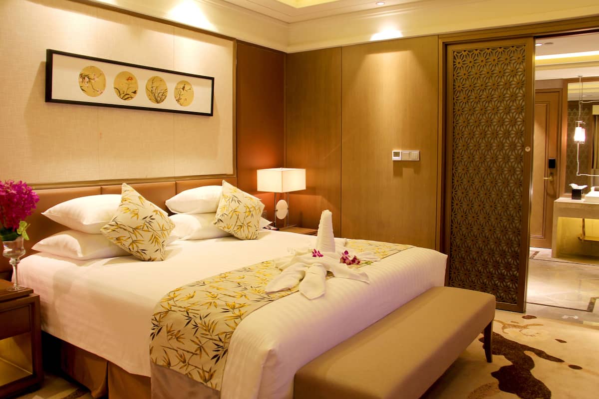Suite Deluxe, vista città | Biancheria da letto di alta qualità, minibar, cassaforte in camera
