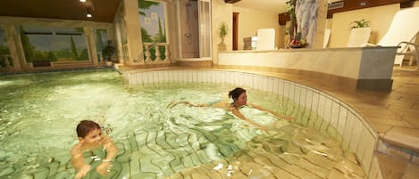 Indoor pool, open 7:00 AM to 8:00 PM, sun loungers